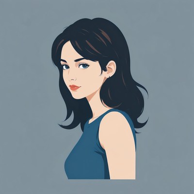 A woman with long black hair looks over her shoulder