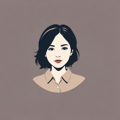 A woman with short black hair wears a brown shirt