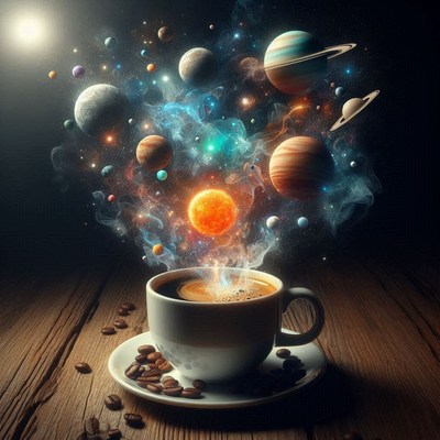A cup of coffee with a cosmic twist