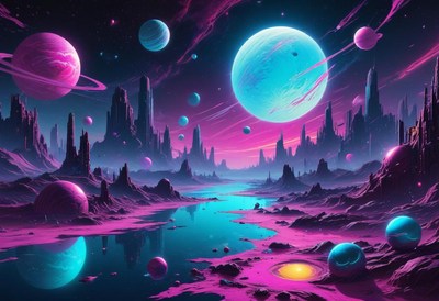 A vibrant landscape with a river in the mountains