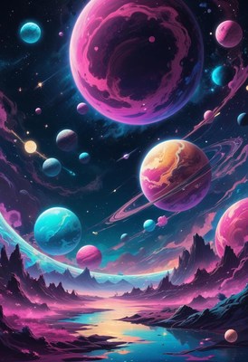 A landscape with a river flowing through it