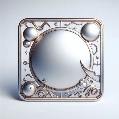 Silver and gold square with a large, detailed circle