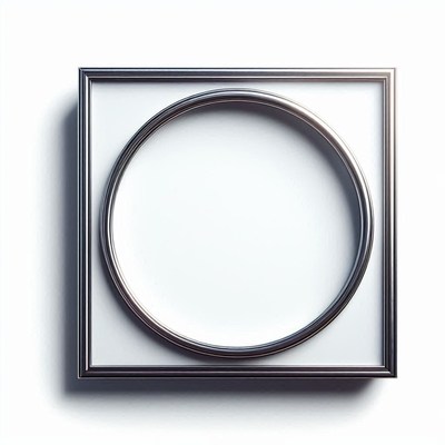 A silver frame with a circle inside