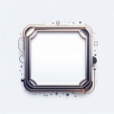 Silver and black frame with white decorative accents