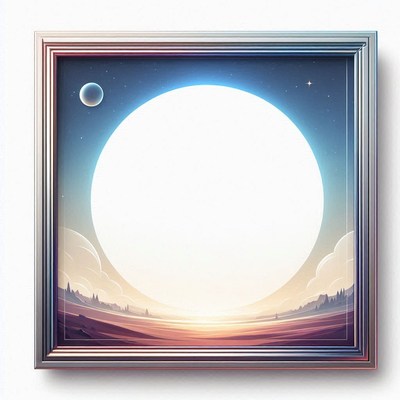 Framed art of a bright moon over a landscape