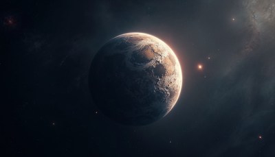 A crescent moon glows in a starry night sky