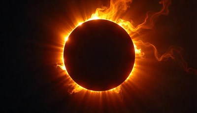 Detailed solar eclipse showing the sun's corona