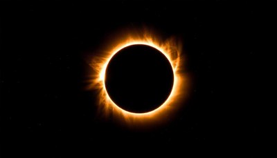 A total solar eclipse captured in a dark sky