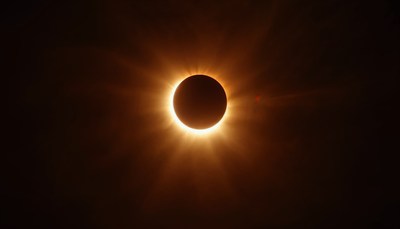 A partial solar eclipse in the sky