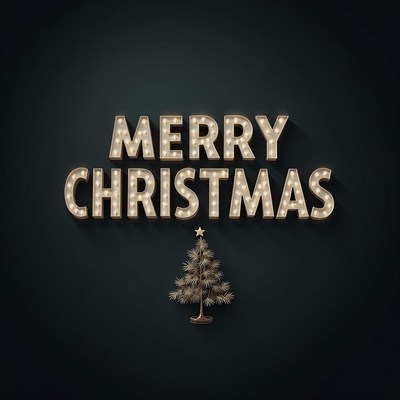 Merry christmas lights on a black background