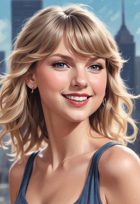 A woman with blonde hair smiles in the city