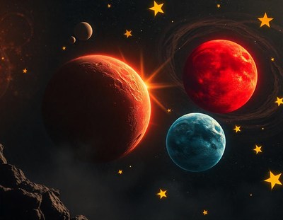 Three planets shine in the night sky