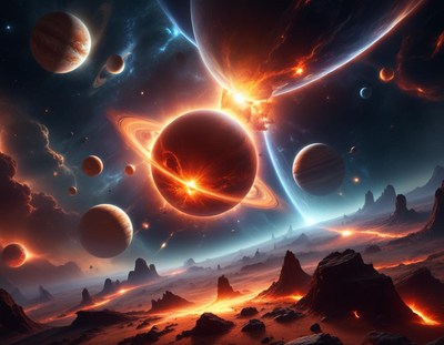 A fiery planet explodes in a distant galaxy