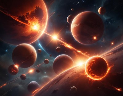 Planets collide in a fiery display