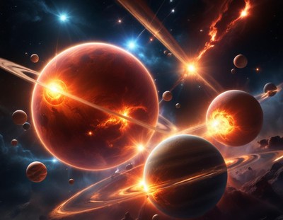 Planets collide in a fiery cosmic display