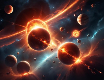 Planets collide in a fiery cosmic event