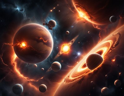 Planets collide in a fiery cosmic spectacle