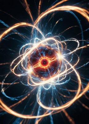 Abstract glowing light swirls in a dark background