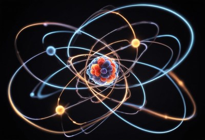 Atom: basic matter unit with orbiting electrons