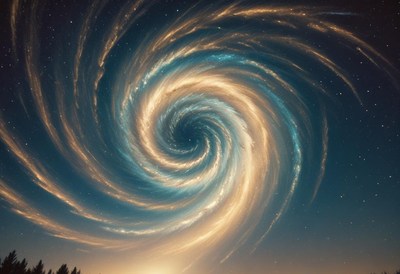 A swirling galaxy in the night sky