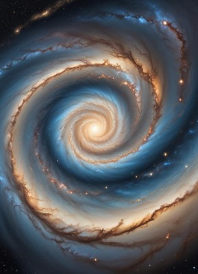 A spiral galaxy with a bright center, seen from afar
