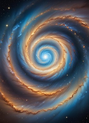 A swirling galaxy in the vast expanse of space