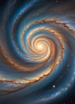 A spiral galaxy in space, with a bright center