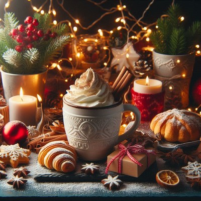 Hot chocolate with whipped cream, perfect for christmas