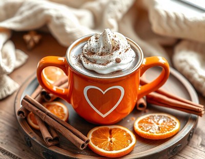 Cocoa with whipped cream on a cozy tray