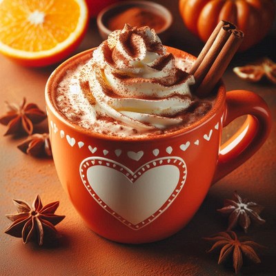 Warm cocoa with whipped cream on a fall day