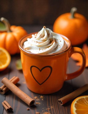 Pumpkin spice latte topped with whipped cream