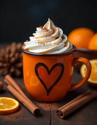 A mug of hot cocoa topped with whipped cream and cinnamon