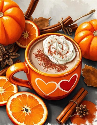 A cozy fall drink with whipped cream and cinnamon