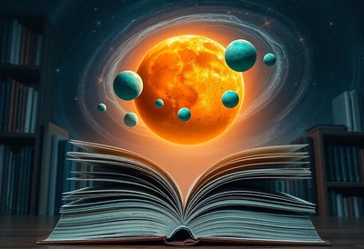 An open book lies on a wooden surface