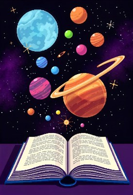 A book reveals vibrant planets and stars in space