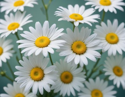 White daisies bloom in a field