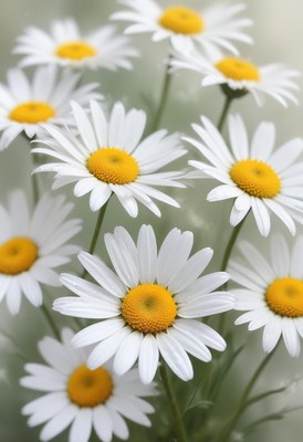 White daisies bloom in the summer sun