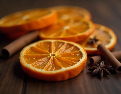 Dried orange slices with cinnamon sticks and star anise