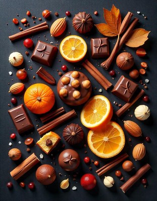 Chocolate, oranges, and cinnamon create a festive fall scene