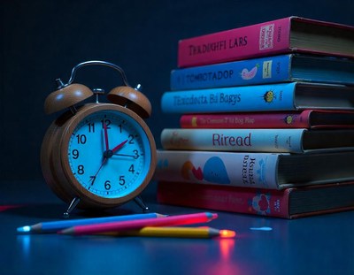 Vintage Alarm Clock on Book Stack