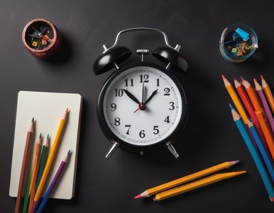 55 and placed on a black desk