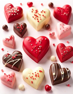 Heart-shaped chocolates for valentine's day