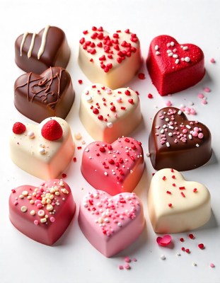 Heart-shaped treats adorned with sprinkles