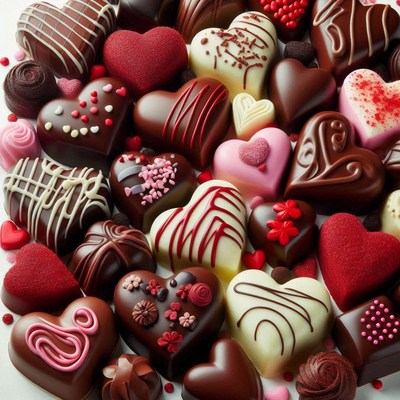 Delicious heart-shaped chocolates for valentine's day