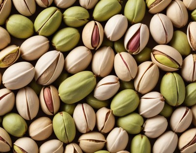 A close-up of pistachios