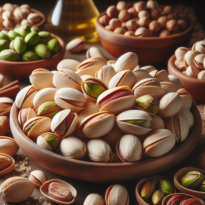 A bowl of pistachios ready for snacking