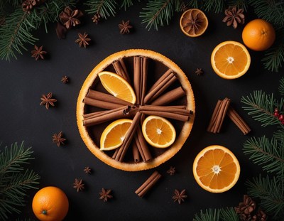 Cinnamon and orange on a black background