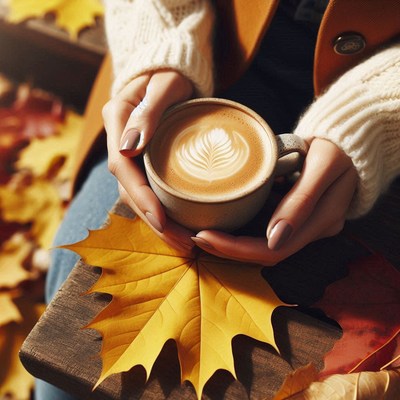A warm latte on a fall day