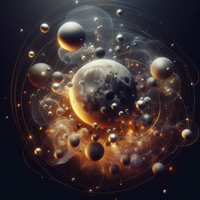 Digital art of a celestial system with planets