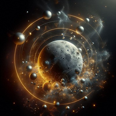 A large, grey planet orbits a bright, yellow star